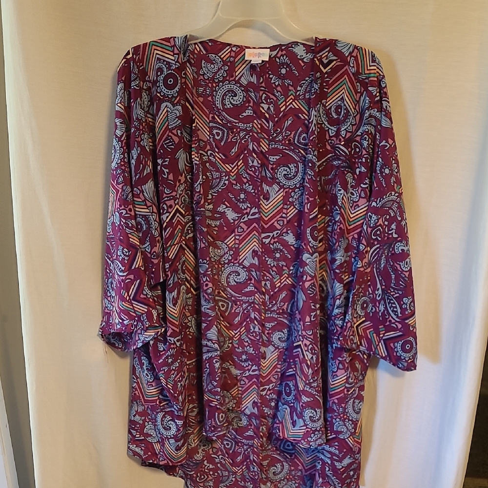 LuLaRoe Purple and Light Blue Paisley Kimono